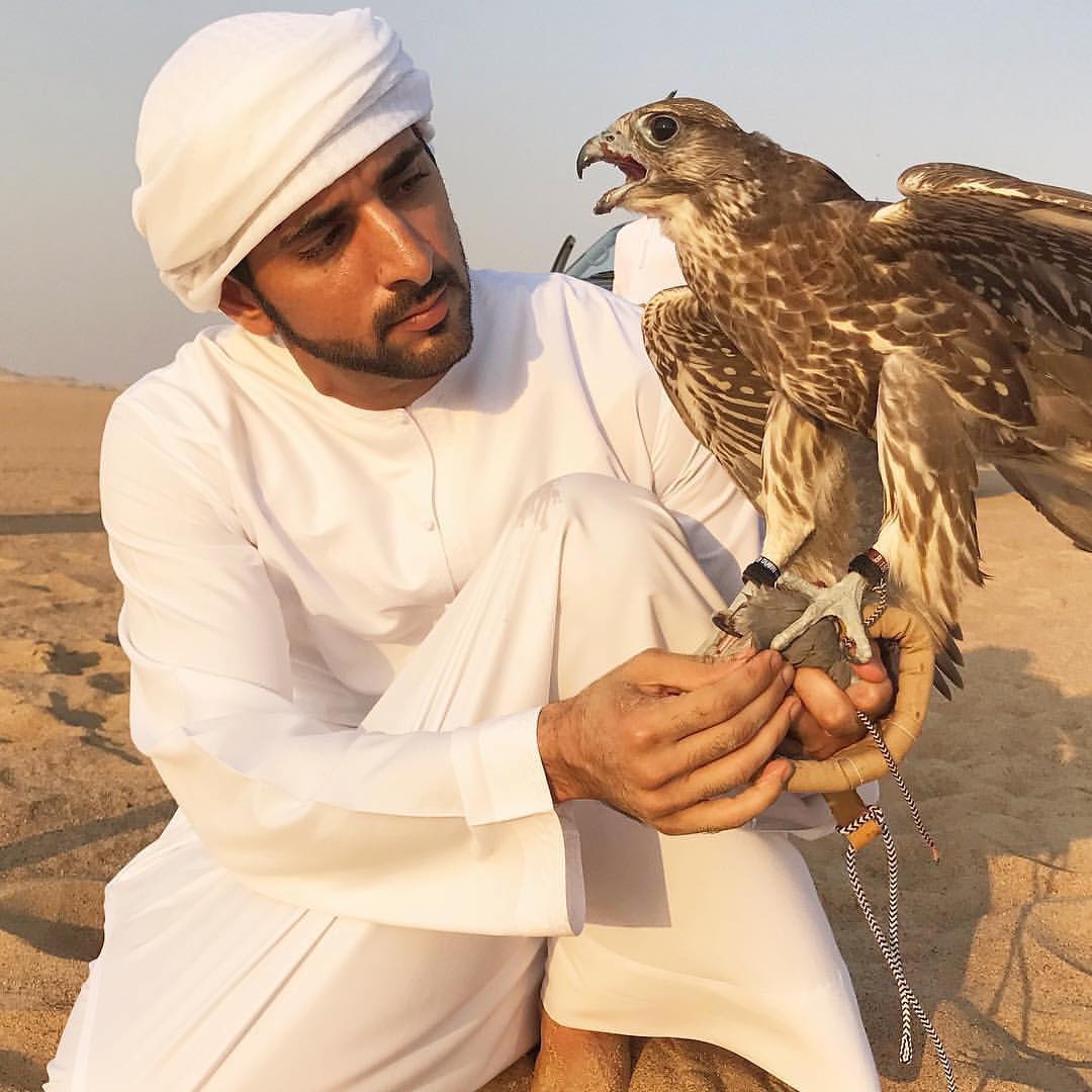 Sheikh Hamdan with Falcon Ghaith
