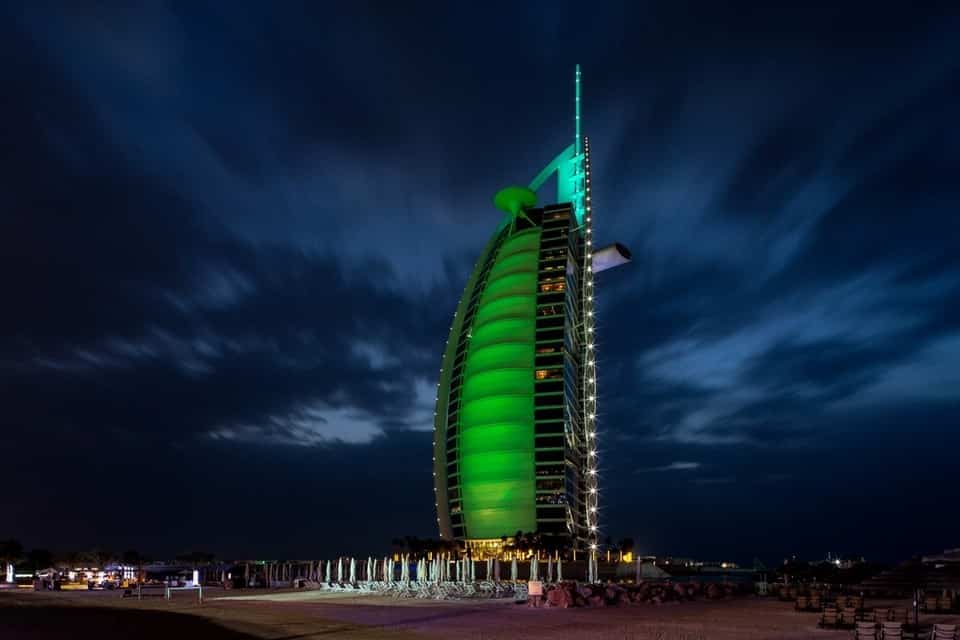 Burj Al Arab Lit Green for Ireland National Day