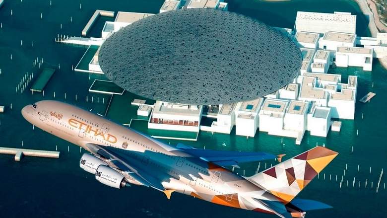 Etihad A380 Flying Over Louvre Abu Dhabi